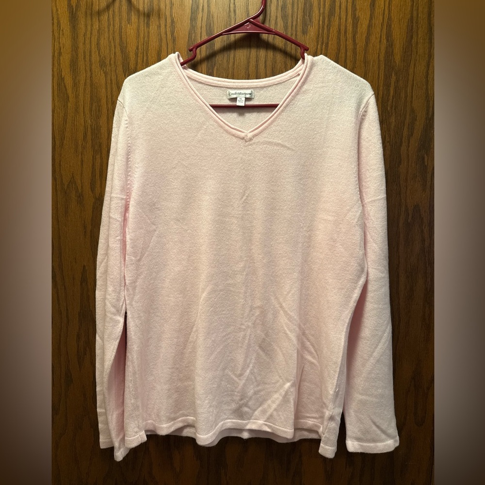 Pink V-Neck Long Sleeve Sweater